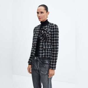 MANGO MAXI FLORAL TWEED BLAZER Size XXS